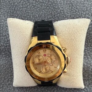 Michele Tahitian Chronograph Watch | Gold Tone & Black | Swiss Quartz